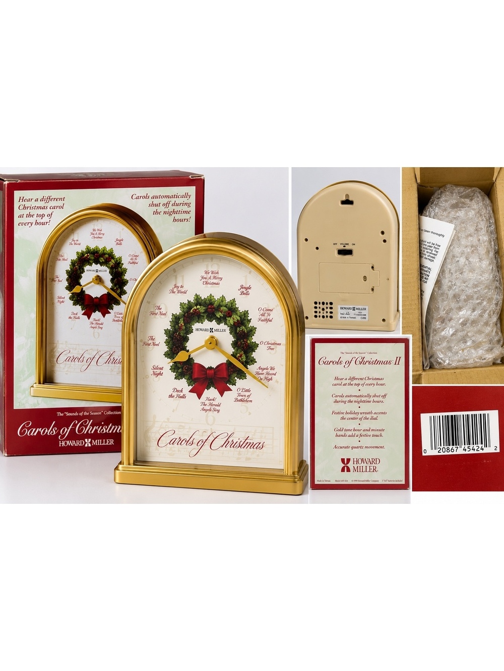 Howard Miller 645-424 Carols of Christmas II Musical Mantel Clock 1999 Box